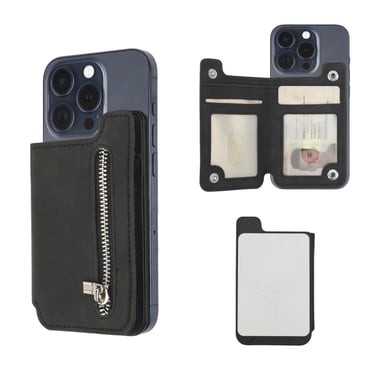 Porte-cartes MagSafe Protection RFID Fixation Magnétique Sécurisée Noir