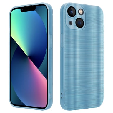 Coque pour Apple iPhone 14 PLUS en Brushed Turquoise Housse de protection Étui en silicone TPU flexible au design brossé
