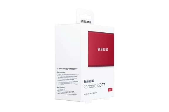 SSD EXT SAMSUNG T7 1TO rojo metálico USB 3.2 Gen 2 MU-PC1T0R/WW