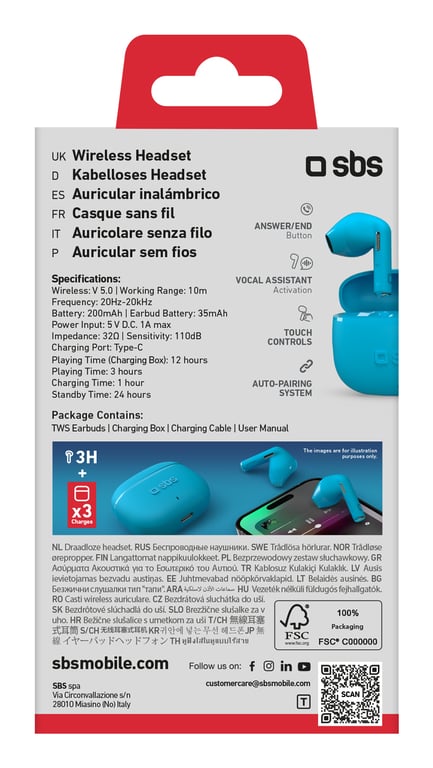 SBS Go Pods Casque True Wireless Stereo TWS Ecouteurs AppelsMusique USB Type C Bluetooth Neuf - vue 5