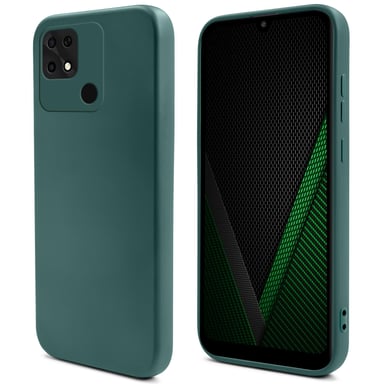 Moozy Lifestyle. Coque en silicone pour Xiaomi Redmi 10C, vert foncé - Housse légère en silicone liquide avec finition mate et doublure en microfibre douce, coque en silicone de qualité supérieure