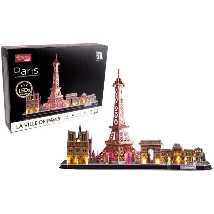 Explora Puzzle 3D lumineux - Monuments De Paris - Jeu de construction - 115 pièces - Dès 8 ans