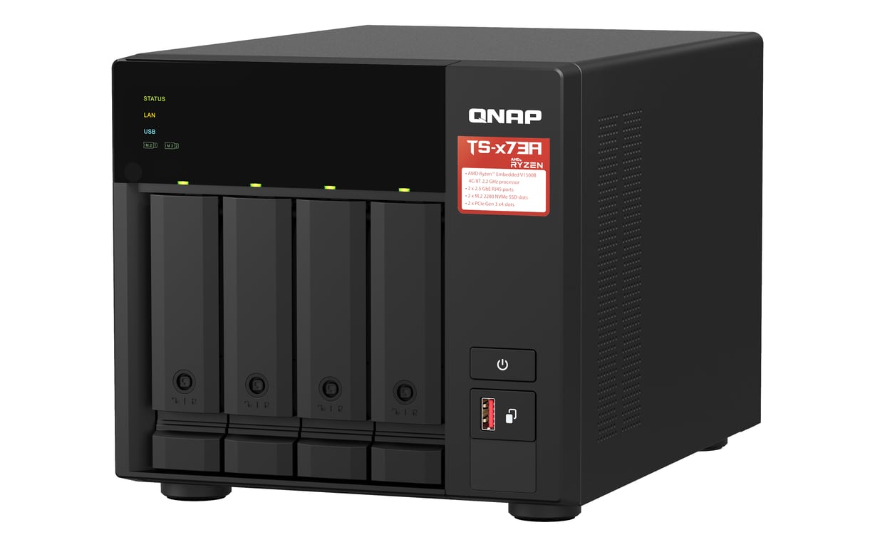 QNAP TS NAS Tower Ryzen Embedded V1500B 8 Go DDR4 0 To QNAP Turbo System Neuf - vue 2