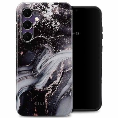 Selencia Coque arrière Vivid pour Samsung Galaxy S24 FE - Chic Marble Black