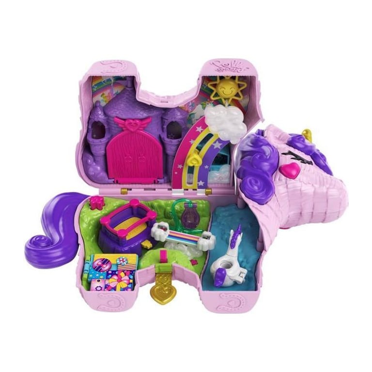 Polly Pocket Coffret 2 en 1 Salon De Coiffure Licorne Arc en Ciel avec Tête À Coiffer Comprend 2 Figurines Plus 25 Accessoires Et Éléments Mobiles Jouet pour Enfant de et Plus HMX18 - vue 10
