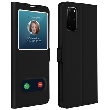 Housse pour Samsung Galaxy S20 Plus Protection Double Fenêtre Fonction Support Noir