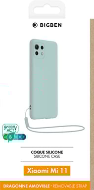 Xiaomi Mi 11 5G Funda de silicona + Correa de mano a juego Azul cielo Bigben