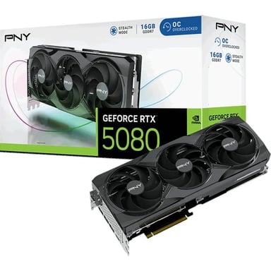 PNY GeForce RTX 5080 Overclocked Triple Fan GPU NVIDIA 16 Go GDDR7