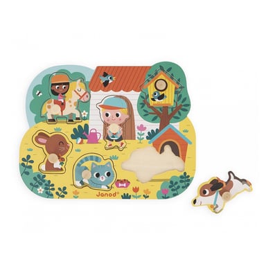Puzzle de madera de 6 piezas: Aventura en la granja para niños