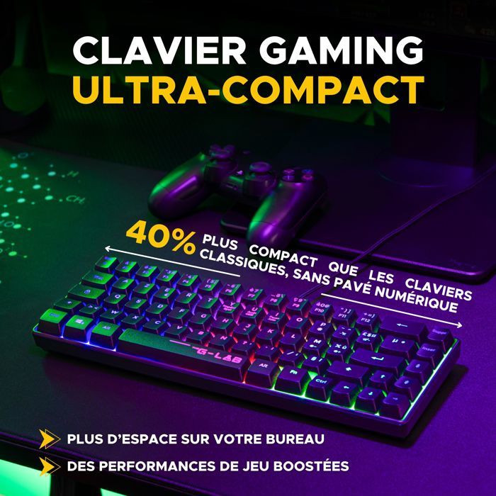 Combo gaming 2 en 1 The G Lab Hydrogen Clavier Azerty filaire + filaire - vue 5