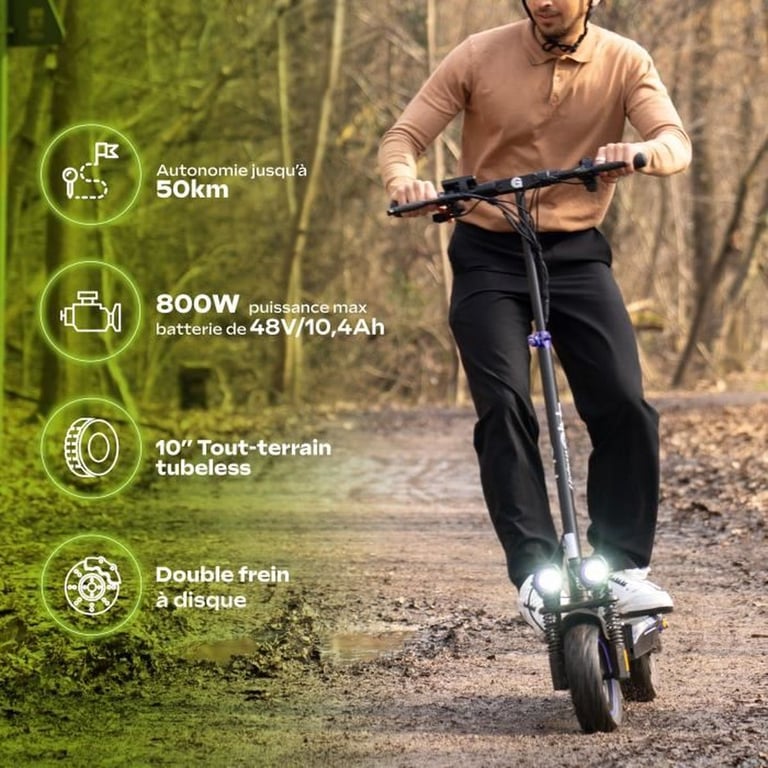 Trottinette électrique URBANGLIDE ECROSS ONE Pneus 10 Max 25 kmh Autonomie jusqu’à 50 km - vue 4