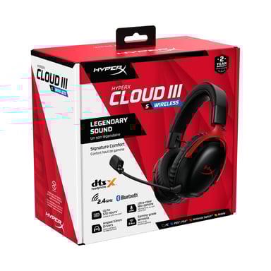 Cuffie da gioco wireless HyperX Cloud III S nero-rosso - Autonomia 120h - Suono cristallino - Microfono chiaro