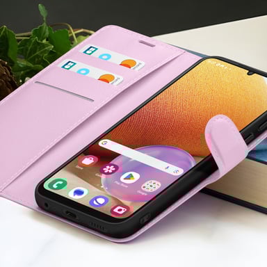 Étui Portefeuille pour Galaxy A32 4G avec Support et Languette Magnétique Rose