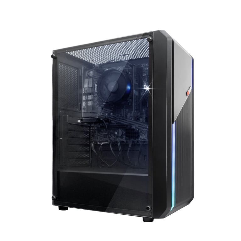 PC-GAME - PC Gamer Neon-X - AMD Ryzen 5 5600G, AMD Radeon Vega 7, RAM 16Go, M.2 1To + 2To HDD, Windows 11 Pro, WiFi + Bluetooth - Neuf