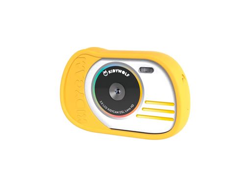 Fotocamera per bambini Kidycam gialla - Impermeabile, Memoria da 16 GB, 8MP, Video 1080p, Effetti Divertenti