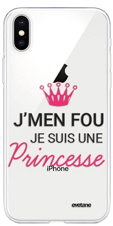 Evetane Coque Apple iPhone Xs Max silicone transparente Motif Je suis une princesse ultra resistant
