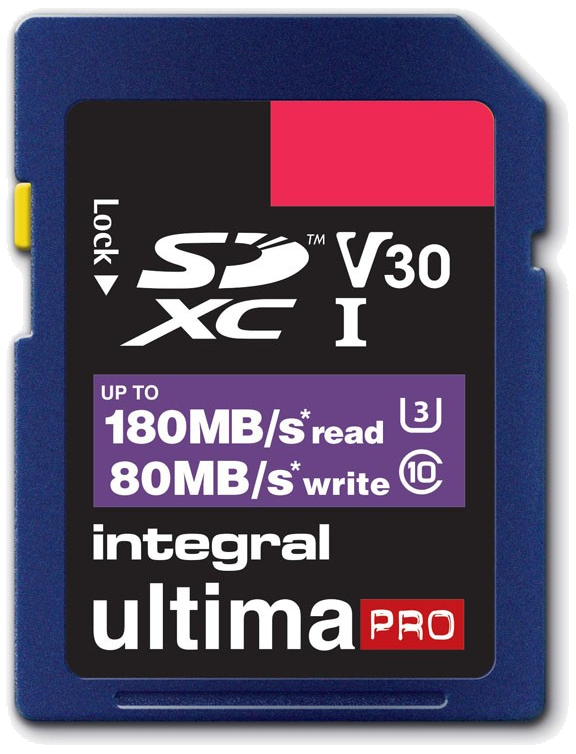 Integral cartes sdxc 128 go ultimapro professional v30 uhs-i u3 180w/130r
