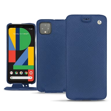 Housse cuir Google Pixel 4 XL - Rabat vertical - Bleu - Cuir saffiano