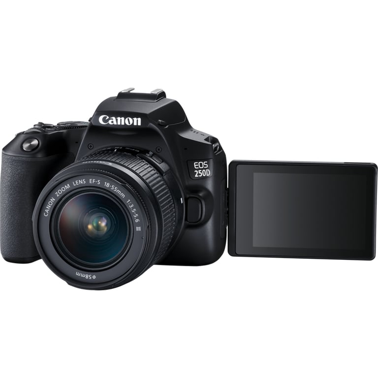 Canon EOS 250D + EF-S 18-55mm f/3.5-5.6 III + EF 75-300mm f/4-5.6 III Kit d'appareil-photo SLR 24,1 MP CMOS 6000 x 4000 pixels Noir