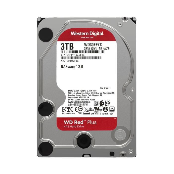 Western Digital WD Red Plus disque dur 3 To 5400 tr/min 3.5  Série ATA III - Neuf