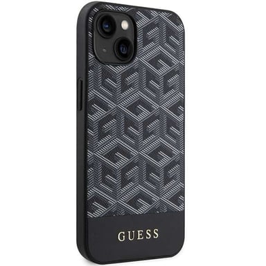 Custodia Guess per iPhone 15 6,1'' nera rigida GCube Stripes MagSafe