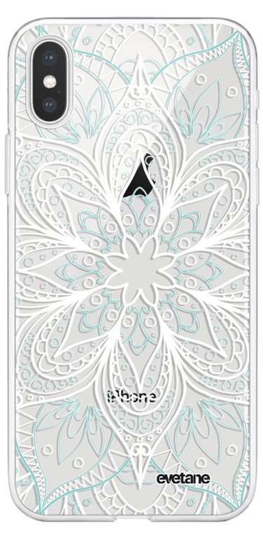 Evetane Coque Apple iPhone Xs Max 360 intégrale transparente Motif Mandala Turquoise Tendance