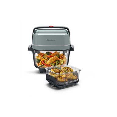 Double Air Fryer Moulinex Crisp&Go FY7014E0 1700W 1,4L+3,8L LED tactile 4 programmes vert noir transparent