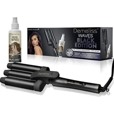 Demeliss Waves SA-2002 Set de Rizador Negro con Spray Ondas Profundas 150 ml