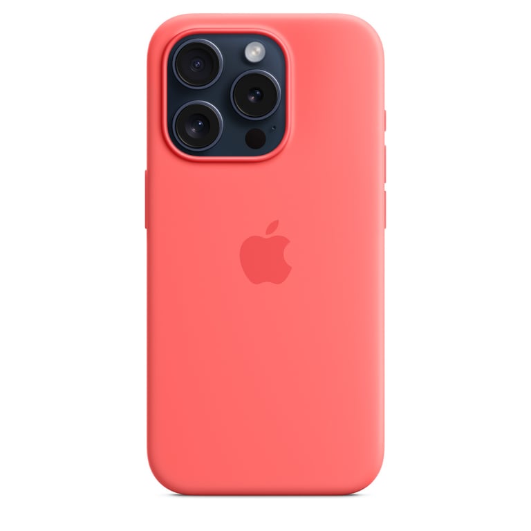Coque en silicone avec MagSafe pour iPhone 15 Pro Goyave