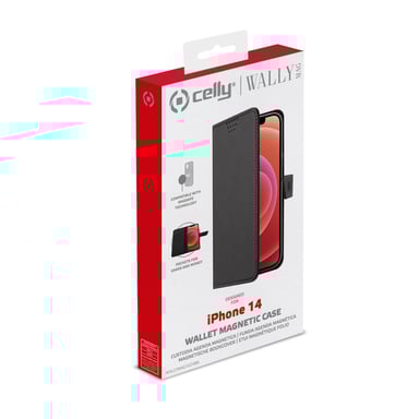 Celly Wallymag funda para teléfono móvil 15,5 cm (6.1'') Funda cartera Negro