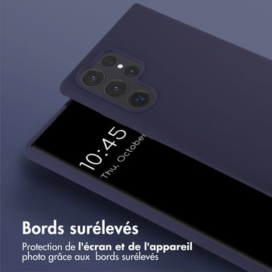 Selencia Coque silicone avec cordon amovible pour Samsung Galaxy S24 Ultra - Bleu foncé