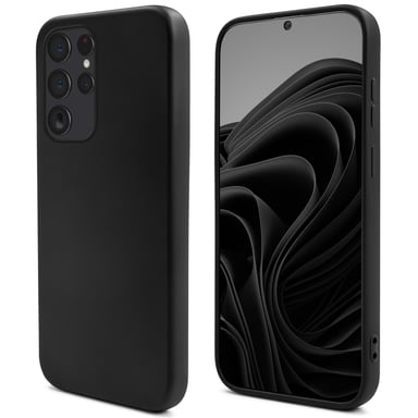 Moozy Lifestyle. Coque en silicone pour Samsung S23 Ultra, noir – Coque légère en silicone liquide avec finition mate et doublure en microfibre douce, coque en silicone de qualité supérieure