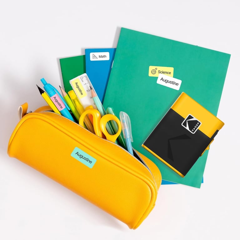 Kodak Label Era - Lot de 12 rouleaux de papier adhésif (9 blancs, 1 rose, 1 vert, 1 jaune) pour imprimante M50 - Idéal pour des étiquettes durables et colorées, facile à utiliser - Neuf