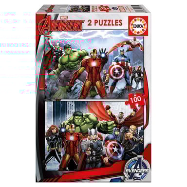 Puzzle Marvel Vengadores - Juego de 2 Puzzles de 100 piezas para niños