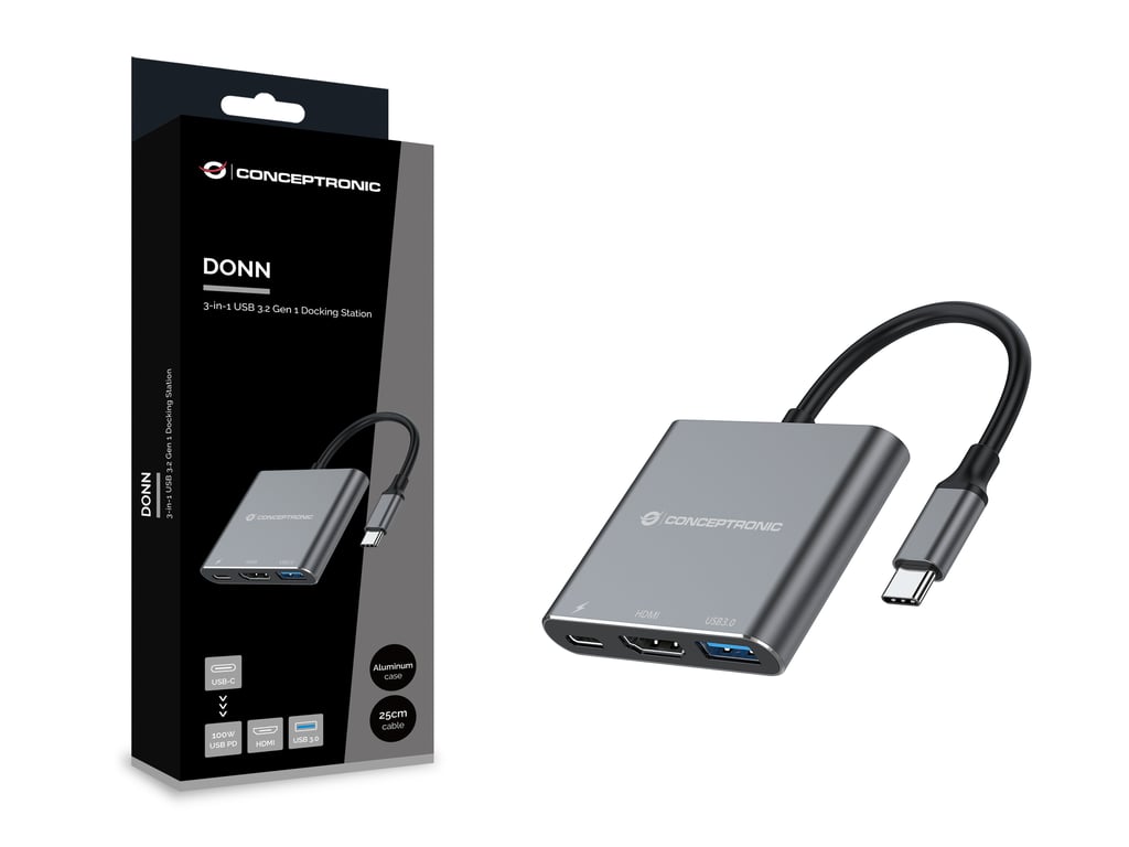 Conceptronic DONN18G station d'accueil Avec fil USB 3.2 Gen 1 3.1 Gen 1 Type C Neuf - vue 3