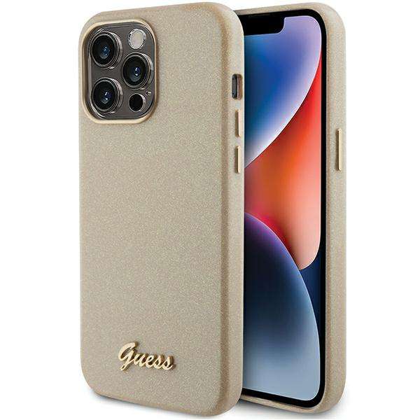 Guess Étui pour iPhone 15 Pro Max 6.7 étui rigide Glitter Glossy Script