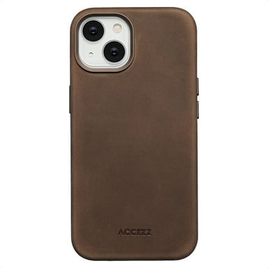 Accezz Coque MagSafe en cuir vintage pour Apple iPhone 14 - Rustic Brown