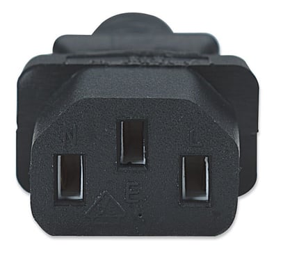 Manhattan Cable de alimentación, enchufe Schuko europeo (CEE 7/4) a conector C13 hembra, 1,8 m, 16 A, negro, garantía de por vida