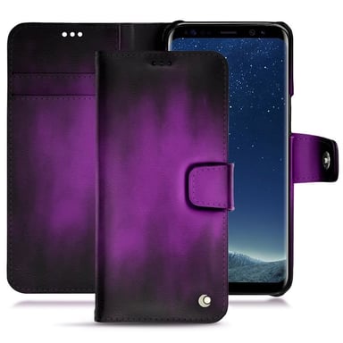 Funda de piel Samsung Galaxy S8 - Solapa billetera - Morado - Piel patinada