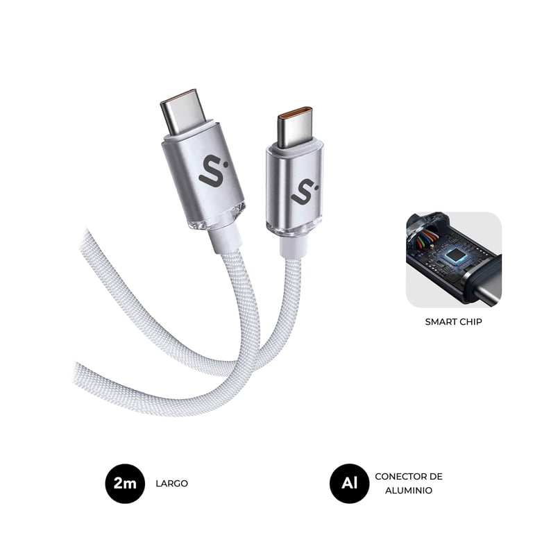 SUBBLIM SUBCAB-C06011 câble USB USB 2.0 2 m USB C Blanc - Neuf