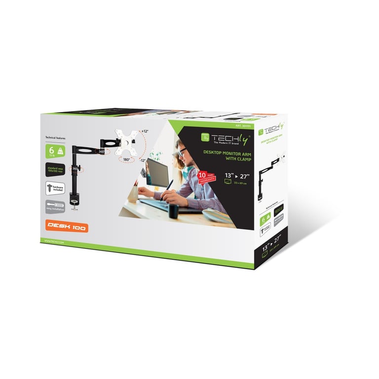 Techly ICA LCD 502BK support d'écran plat pour bureau 68 6 cm 27 Neuf - vue 2
