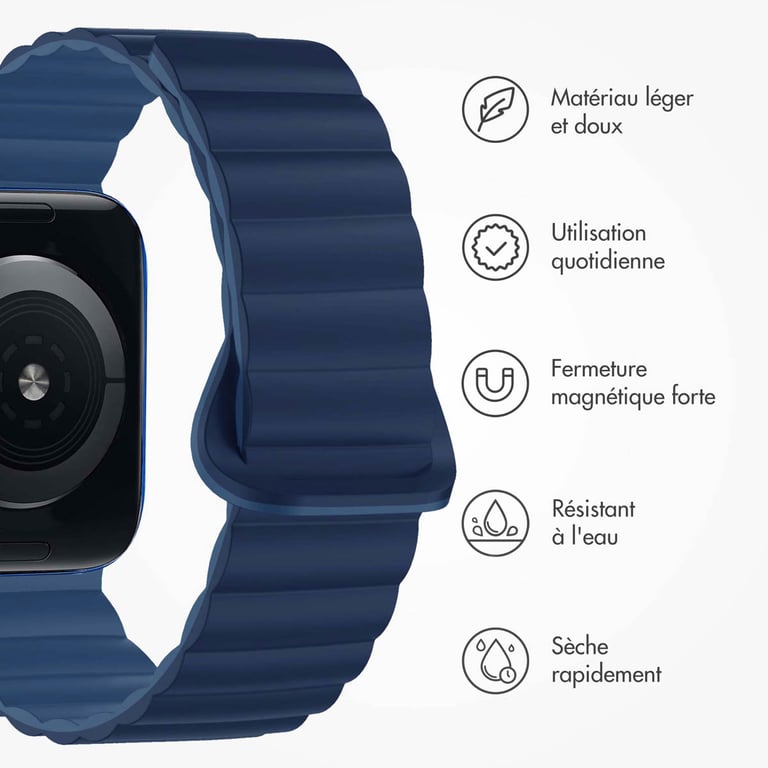 imoshion Bracelet en silicone magnétique pour Apple Watch | 38/40/41/42 mm - Bleu foncé - Neuf