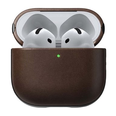 Coque pour AirPods 4 Modèle Modern Leather Antichoc Marron foncé