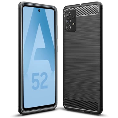 Guscio protettivo nero spazzolato per Samsung Galaxy A52 4G / A52 5G / A52s Style Style Fibra di carbonio Antichoc XEPTIO