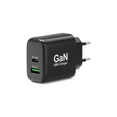Chargeur secteur Port Designs 902104EU 65W GaN USB-C PD + USB-A QC 3.0 Noir