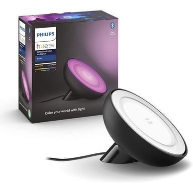 Philips Hue White & Color Ambiance, lámpara Bloom, negra, con Bluetooth, funciona con Alexa, Google y Homekit.