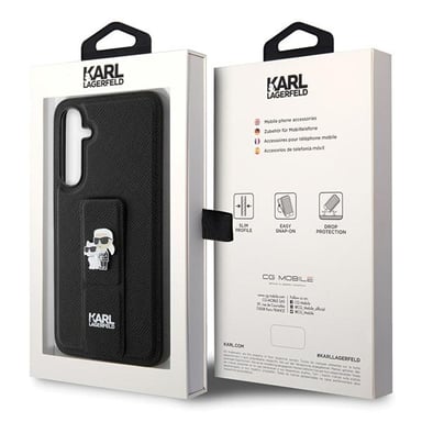Custodia Karl Lagerfeld Gripstand Saffiano per Galaxy S23 FE, nera