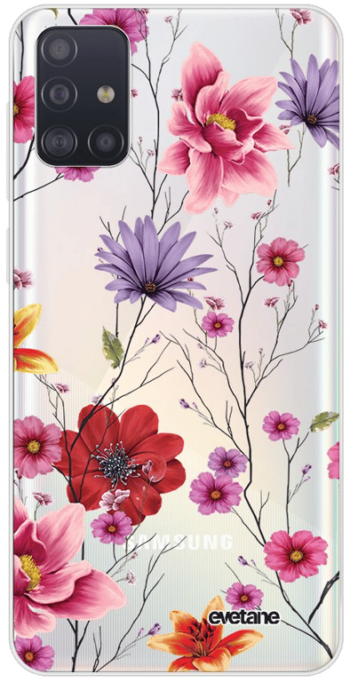 Evetane Coque Samsung Galaxy A71 souple transparente Motif Fleurs Multicolores