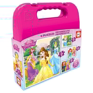Maletín Puzzle Progresivo Princesas Disney - 12, 16, 20 y 25 piezas