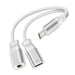 Swissten Adaptador carga/audio USB-C 3.5mm 2en1 nylon Blanco